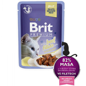 BRIT PREMIUM DELICATE FILLETS BEEF konservi kaķiem Liellops želējā 85g